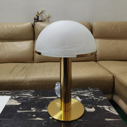Luxury Alabaster Table Lamp – Natural Stone Lamp with Bronze Frame