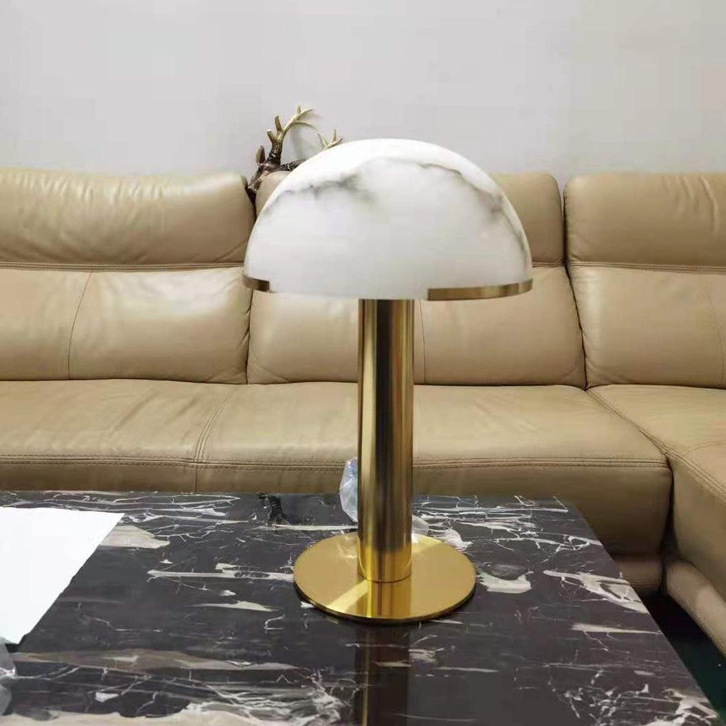 Luxury Alabaster Table Lamp – Natural Stone Lamp with Bronze Frame