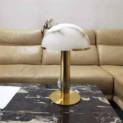Luxury Alabaster Table Lamp – Natural Stone Lamp with Bronze Frame