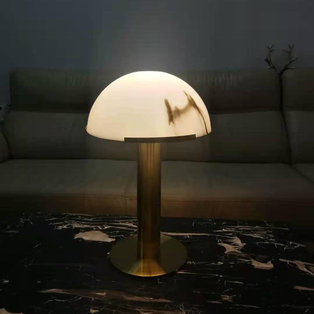 Luxury Alabaster Table Lamp – Natural Stone Lamp with Bronze Frame