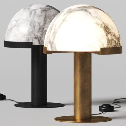 Luxury Alabaster Table Lamp – Natural Stone Lamp with Bronze Frame