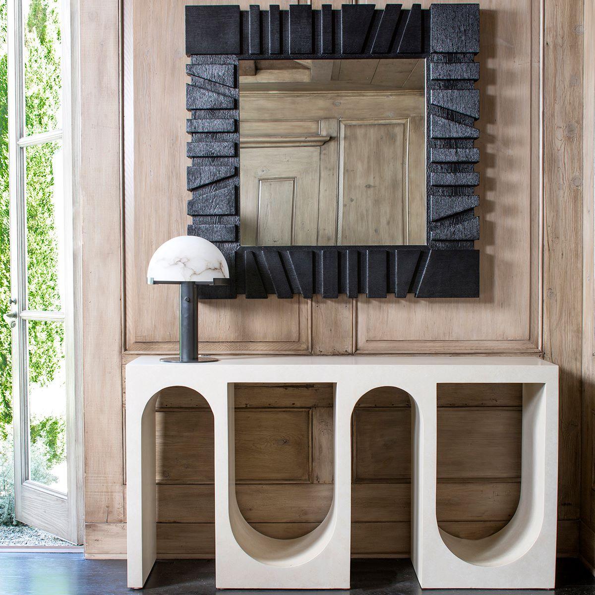 Luxury Alabaster Table Lamp – Natural Stone Lamp with Bronze Frame