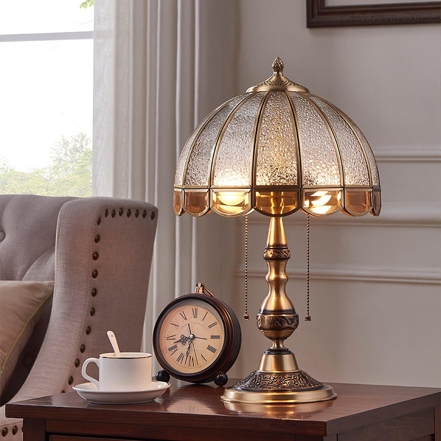Meyde Table Light with Brass Gold Body & Matte Glass Shade for Modern Elegant Interiors Lamp
