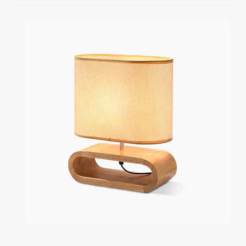 Moti Wood Table Lamp Brown Fabric LED Desk Lamp Bedroom Lighting