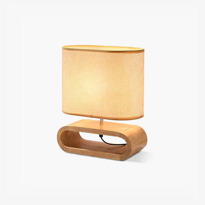 Moti Wood Table Lamp Brown Fabric LED Desk Lamp Bedroom Lighting