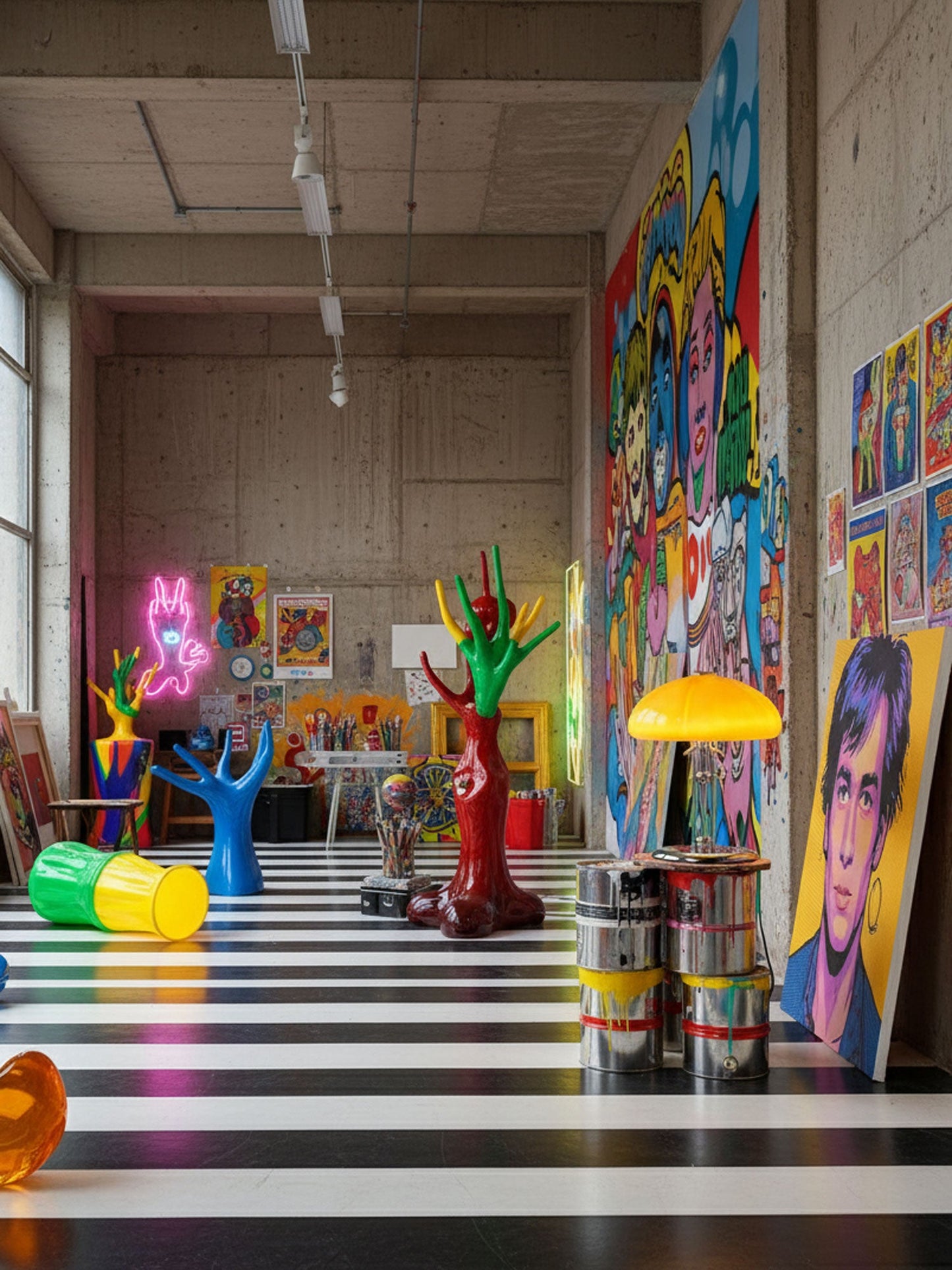 Mushroom Bauhaus Table Lamp Amber Glass Chrome LED Indoor Lighting