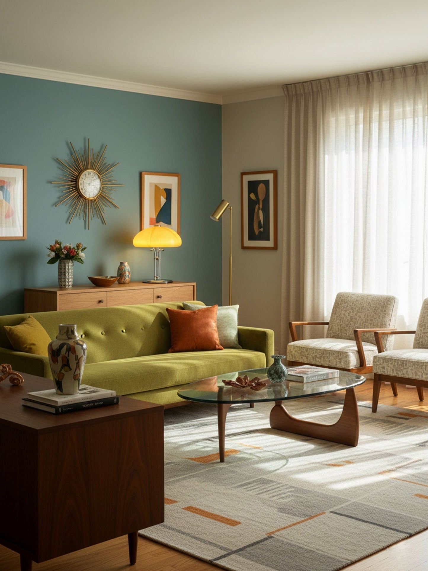 Mushroom Bauhaus Table Lamp Amber Glass Chrome LED Indoor Lighting