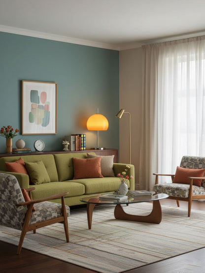 Mushroom Bauhaus Table Lamp Amber Glass Chrome LED Indoor Lighting