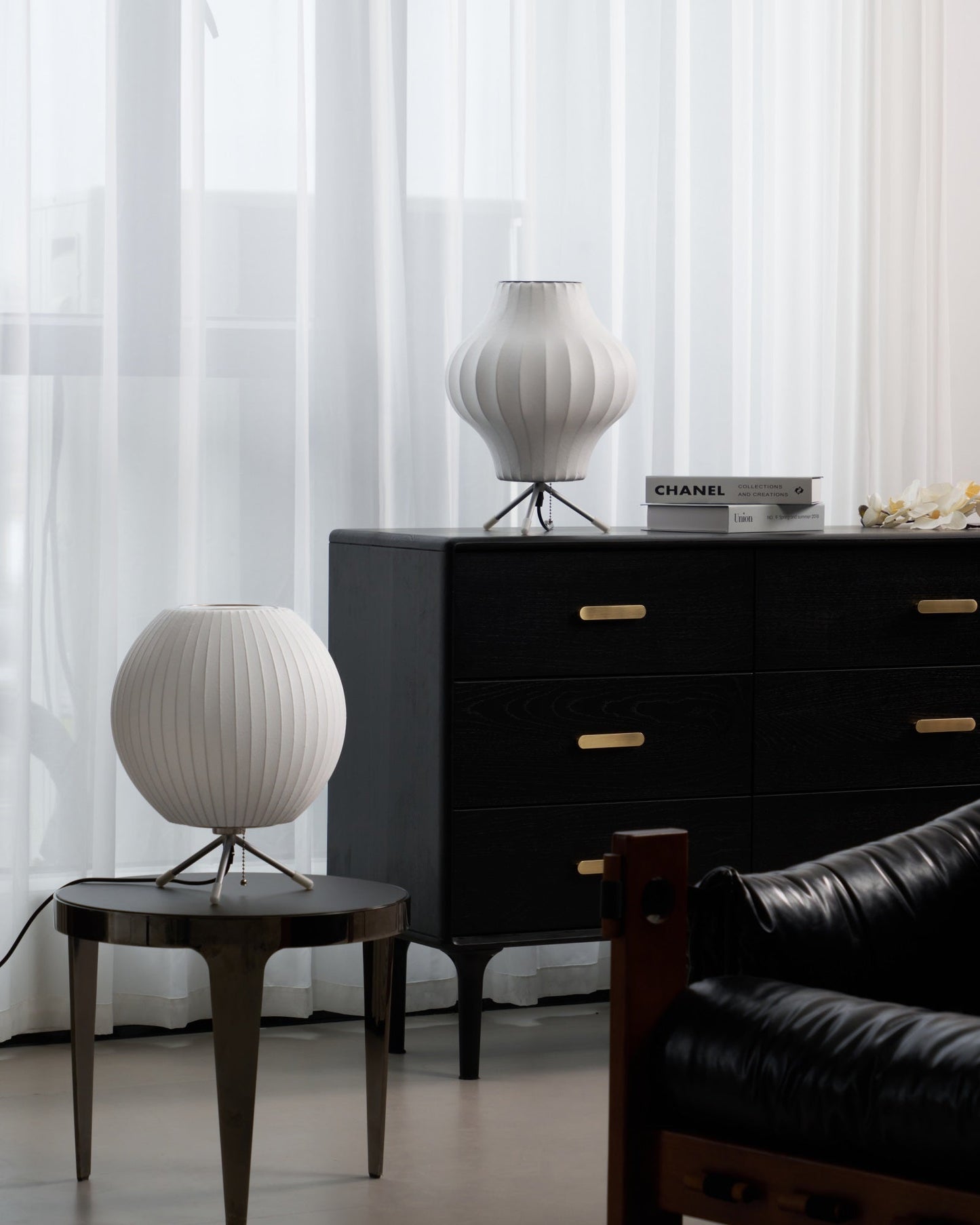 Nelson Tripod Table Lamp Chrome White LED Indoor Lighting