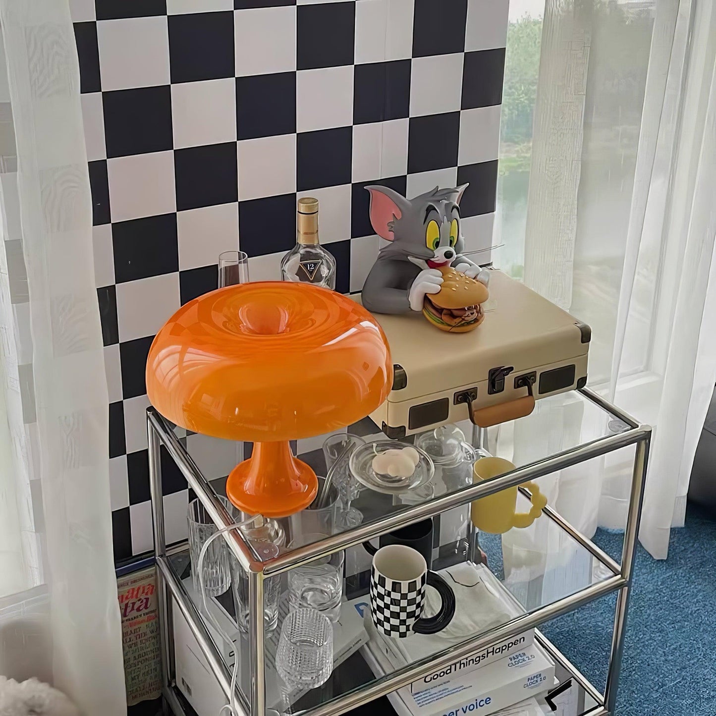 Mushroom Table Lamp Mid Century Modern Colorful Desk Lamp