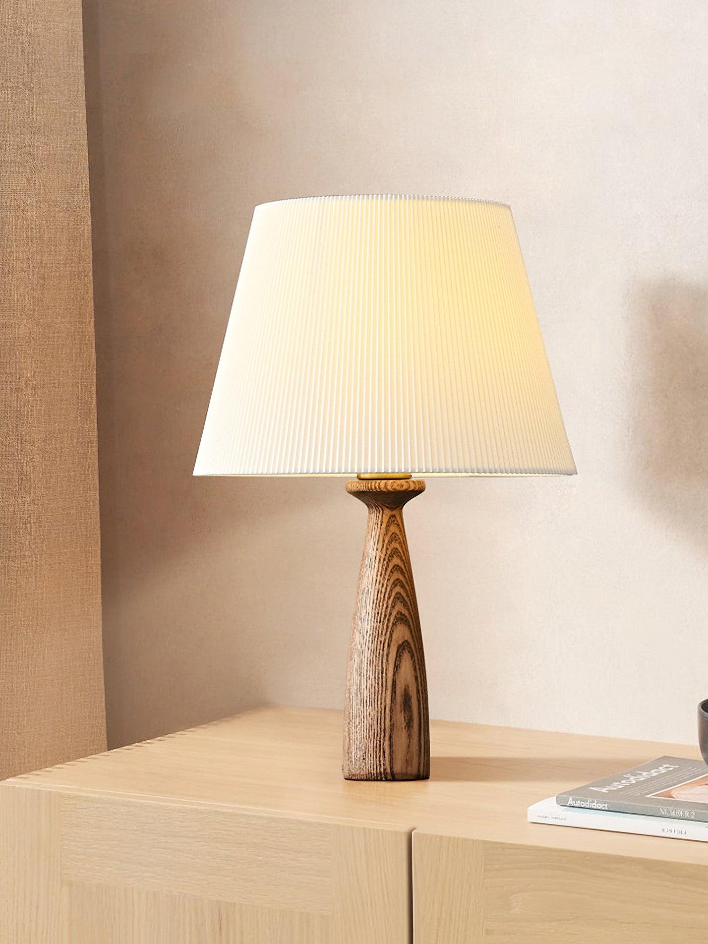 Nora Table Lamp Walnut Wood Fabric LED Desk Lamp Living Room Bedroom Lighting