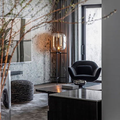 Oda LED Floor Lamp With Modern Glass Globe