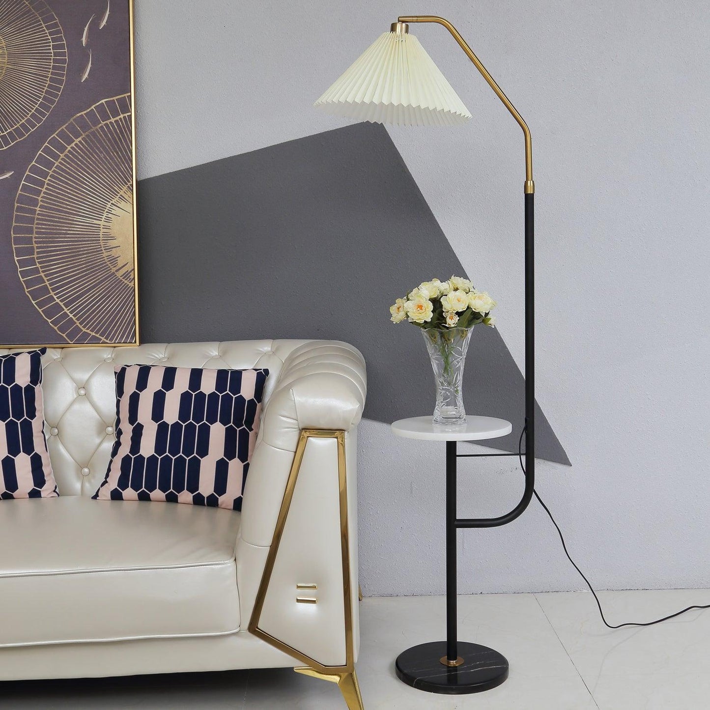 Ozz LED Floor Lamp With Artistic Metal & Marble Design