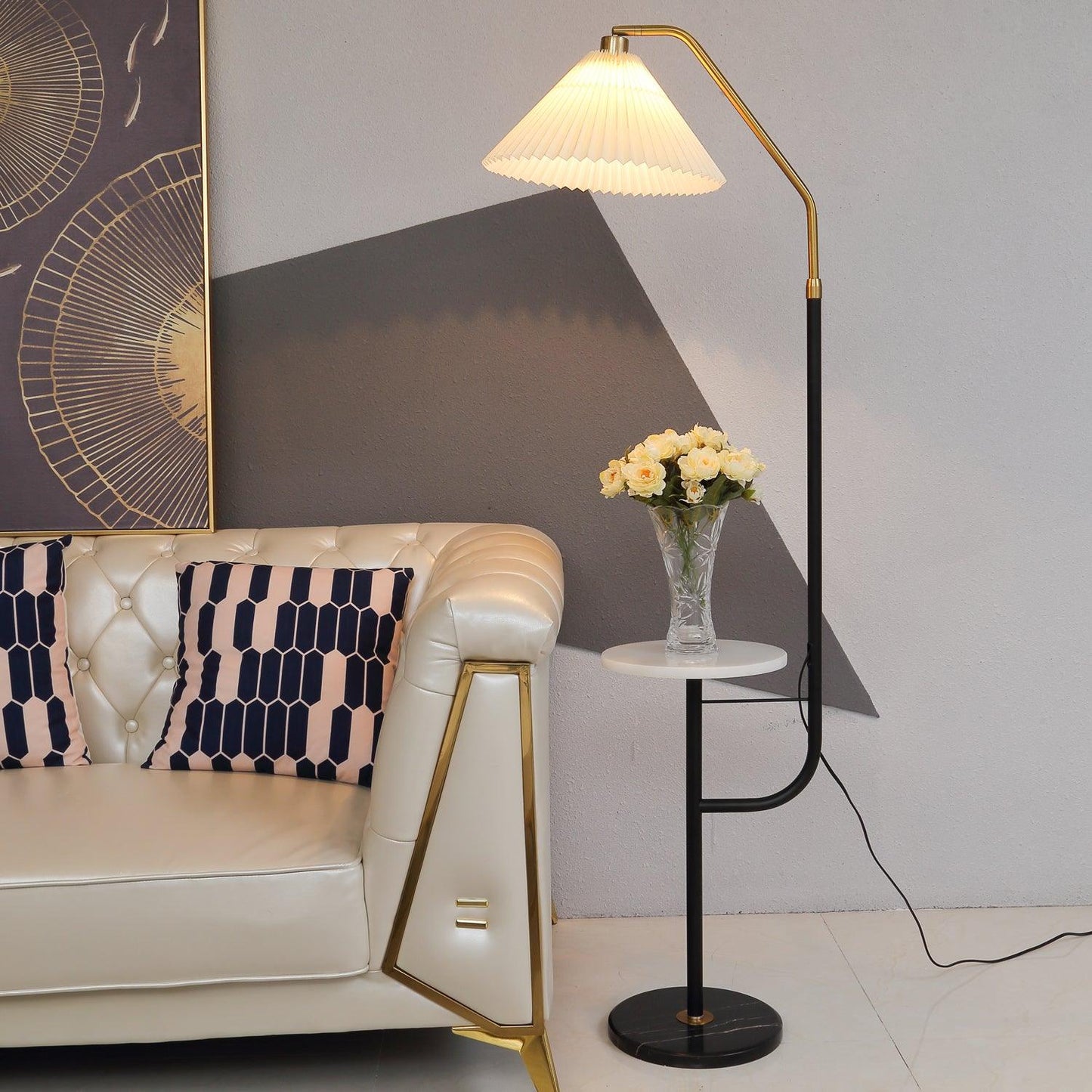 Ozz LED Floor Lamp With Artistic Metal & Marble Design