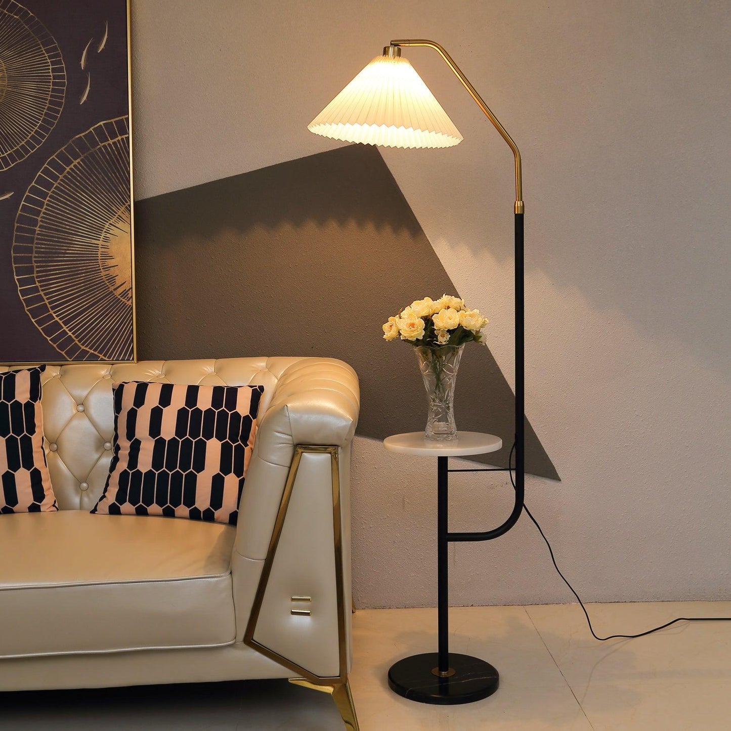 Ozz LED Floor Lamp With Artistic Metal & Marble Design