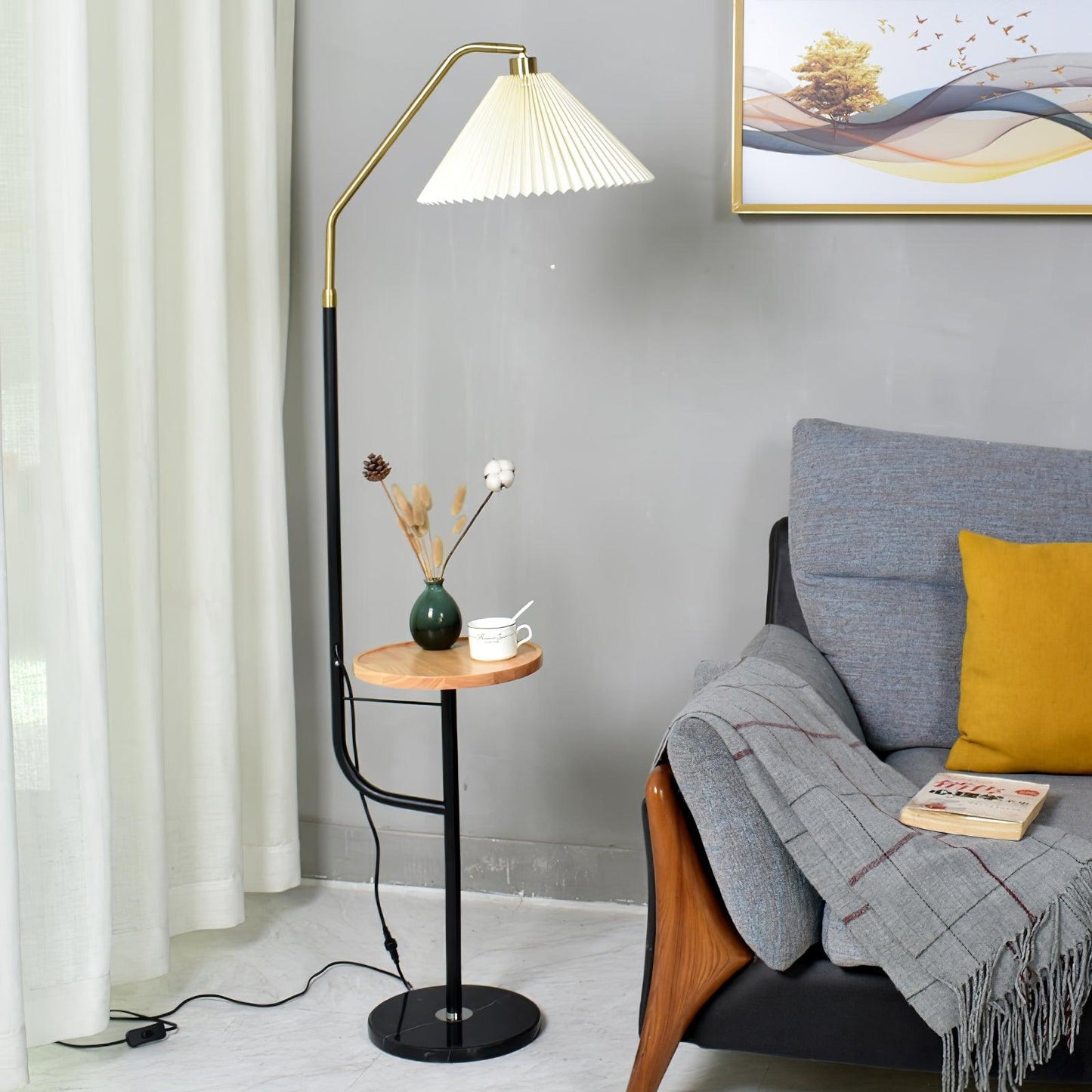 Ozz LED Floor Lamp With Artistic Metal & Marble Design