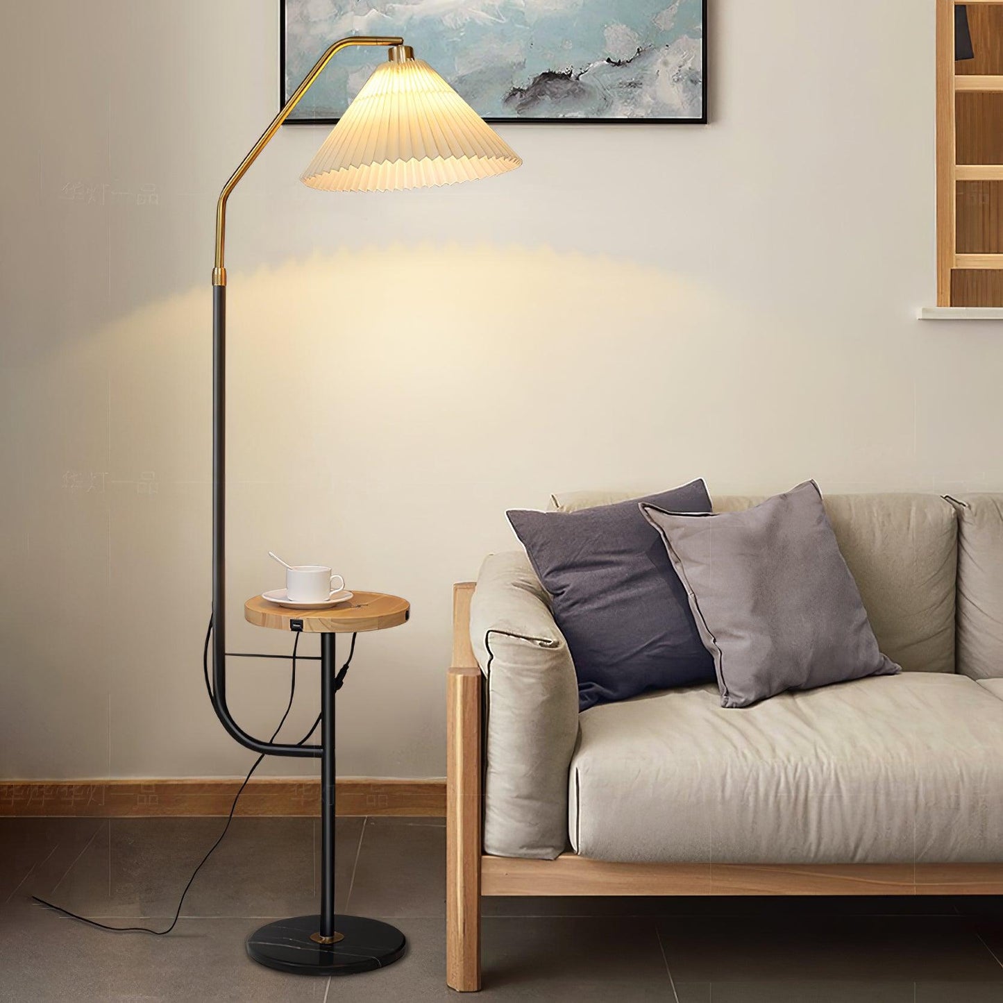 Ozz LED Floor Lamp With Artistic Metal & Marble Design