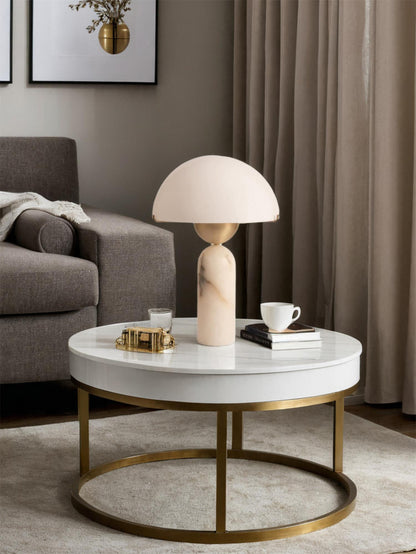 Peono Alabaster Table Lamp White Shade LED Indoor Lighting