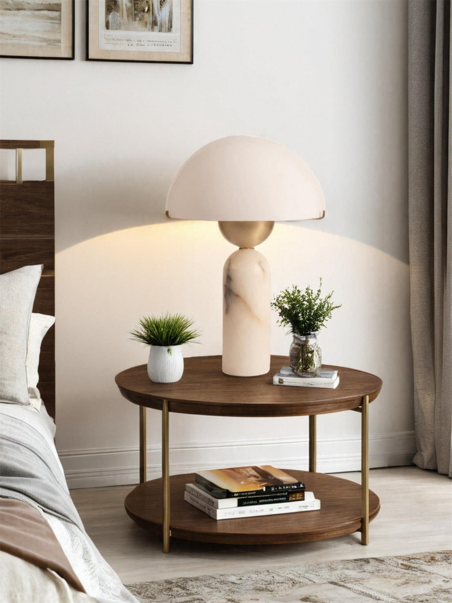 Peono Alabaster Table Lamp White Shade LED Indoor Lighting