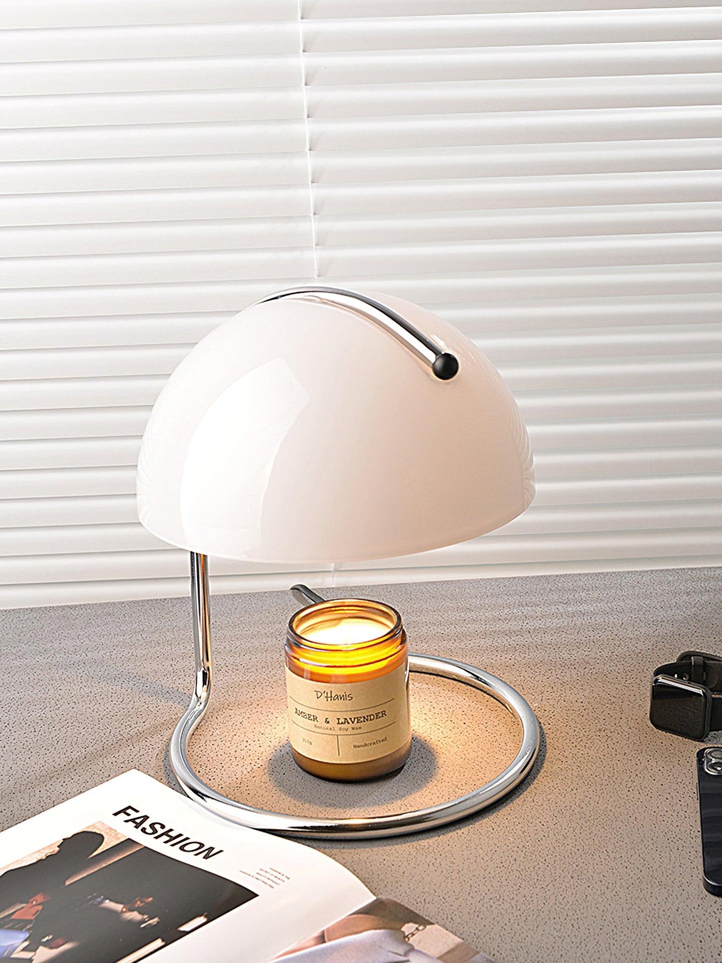 Pierre Chrome Table Lamp | Elegant Glass Accent Light for Modern Homes