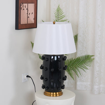 Polka Dot Porcelain Table Lamp White Fabric LED Indoor Lighting