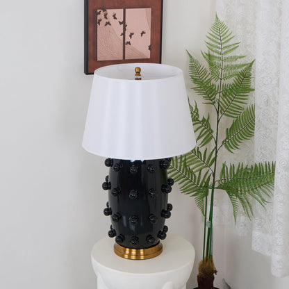 Polka Dot Porcelain Table Lamp White Fabric LED Indoor Lighting