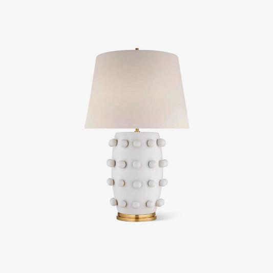 Polka Dot Porcelain Table Lamp White Fabric LED Indoor Lighting