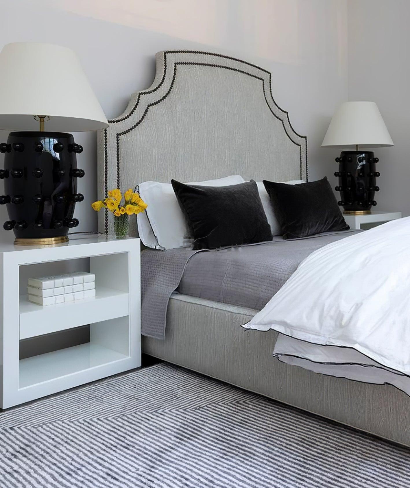 Polka Dot Porcelain Table Lamp White Fabric LED Indoor Lighting