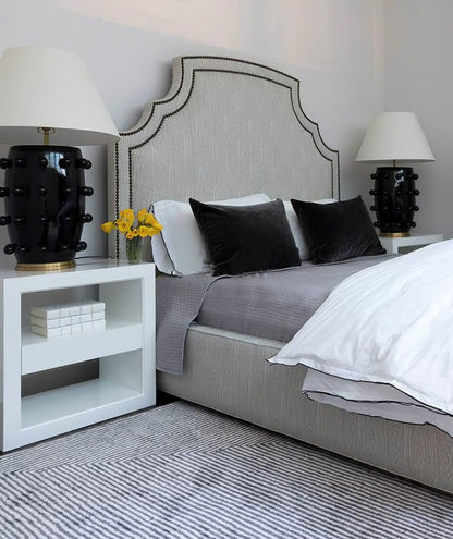 Polka Dot Porcelain Table Lamp White Fabric LED Indoor Lighting