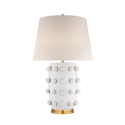 Polka Dot Porcelain Table Lamp White Fabric LED Indoor Lighting