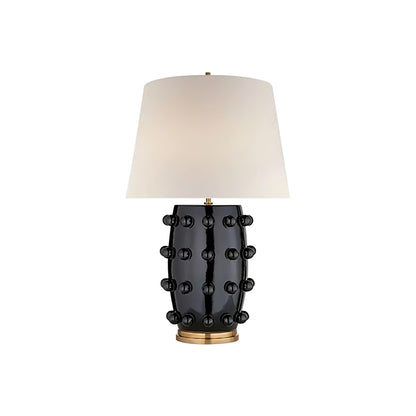 Polka Dot Porcelain Table Lamp White Fabric LED Indoor Lighting