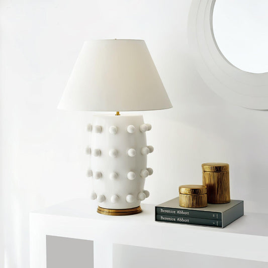 Polka Dot Porcelain Table Lamp White Fabric LED Indoor Lighting