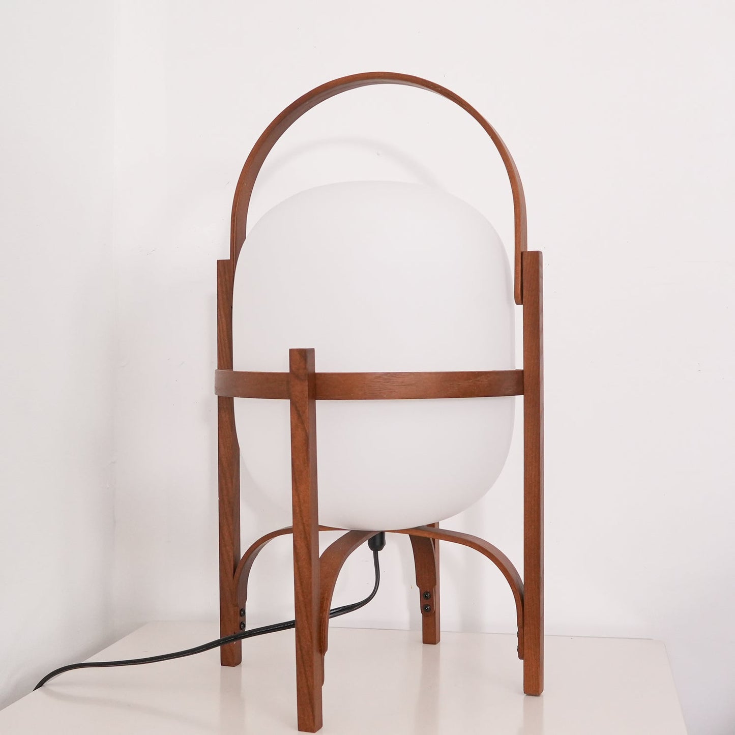 Modern Portable Lantern Glass Table Lamp White Shade LED Light