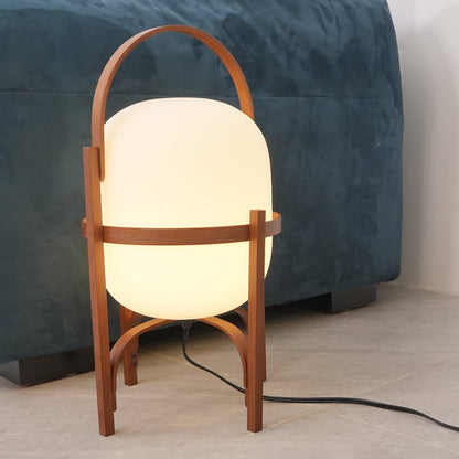 Modern Portable Lantern Glass Table Lamp White Shade LED Light