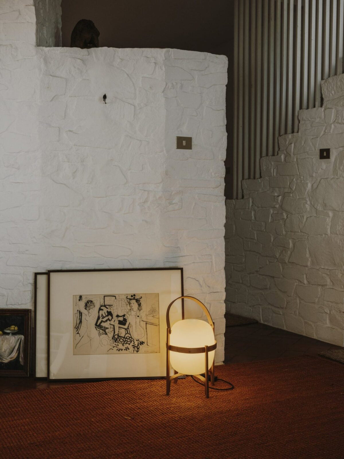 Modern Portable Lantern Glass Table Lamp White Shade LED Light