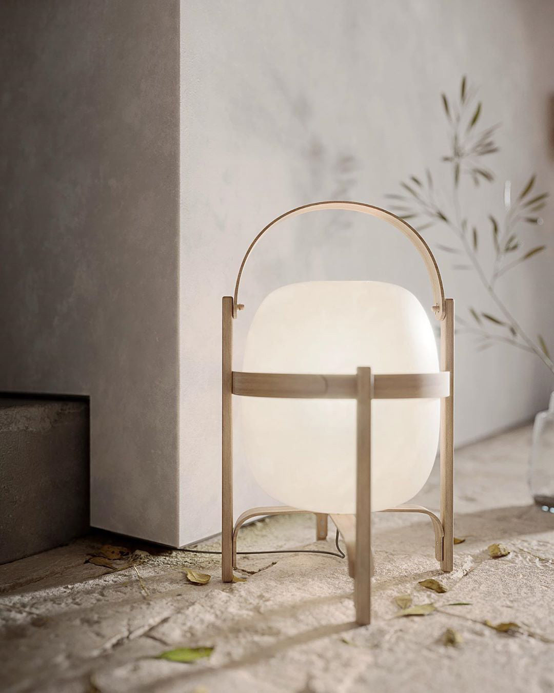 Modern Portable Lantern Glass Table Lamp White Shade LED Light