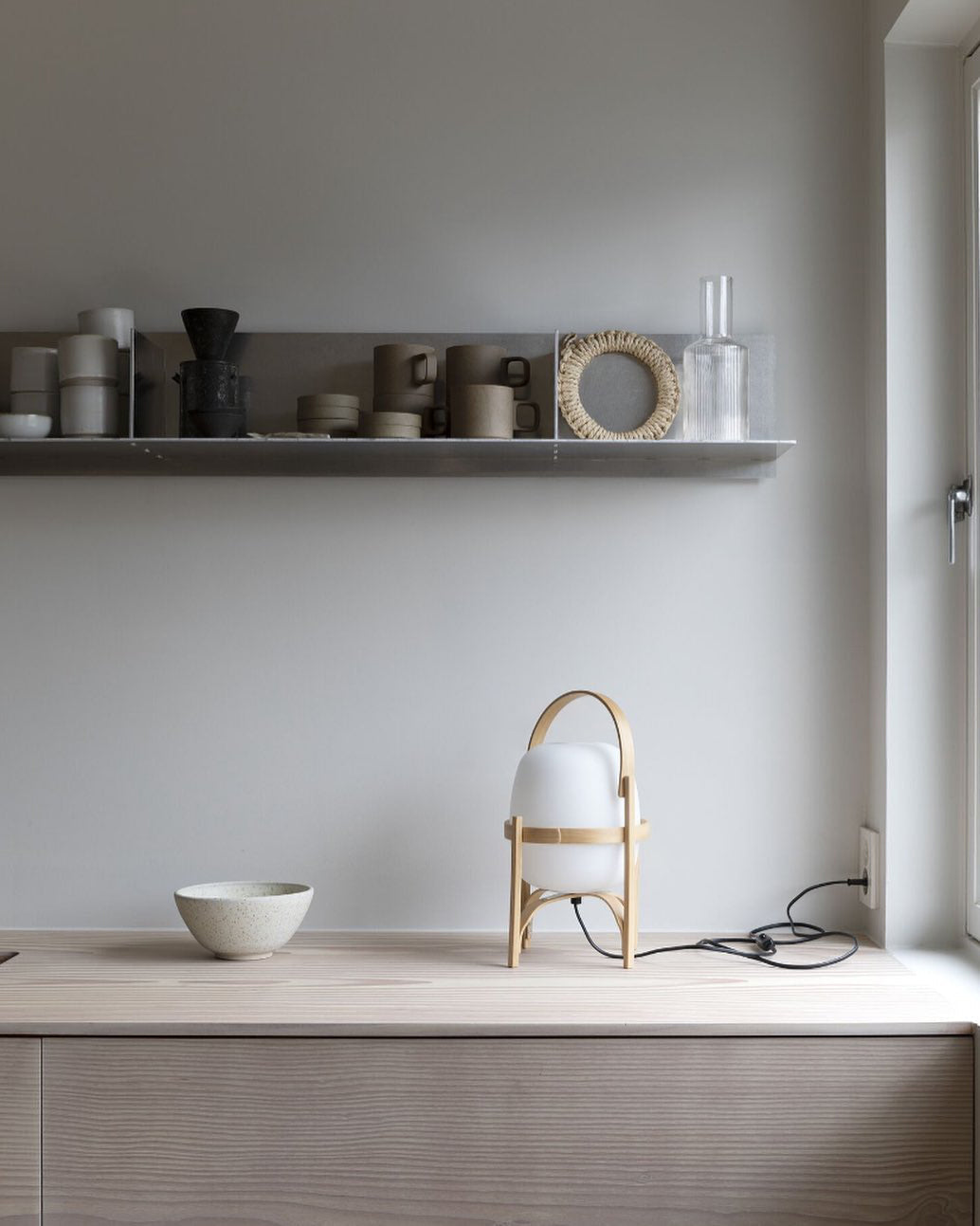 Modern Portable Lantern Glass Table Lamp White Shade LED Light