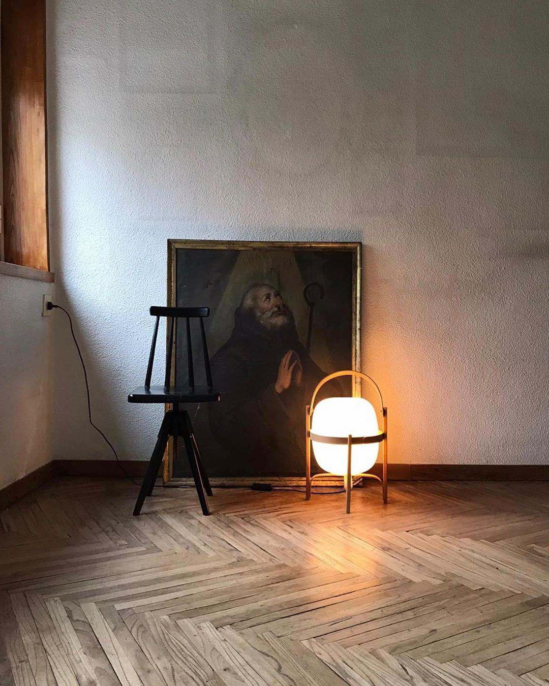 Modern Portable Lantern Glass Table Lamp White Shade LED Light