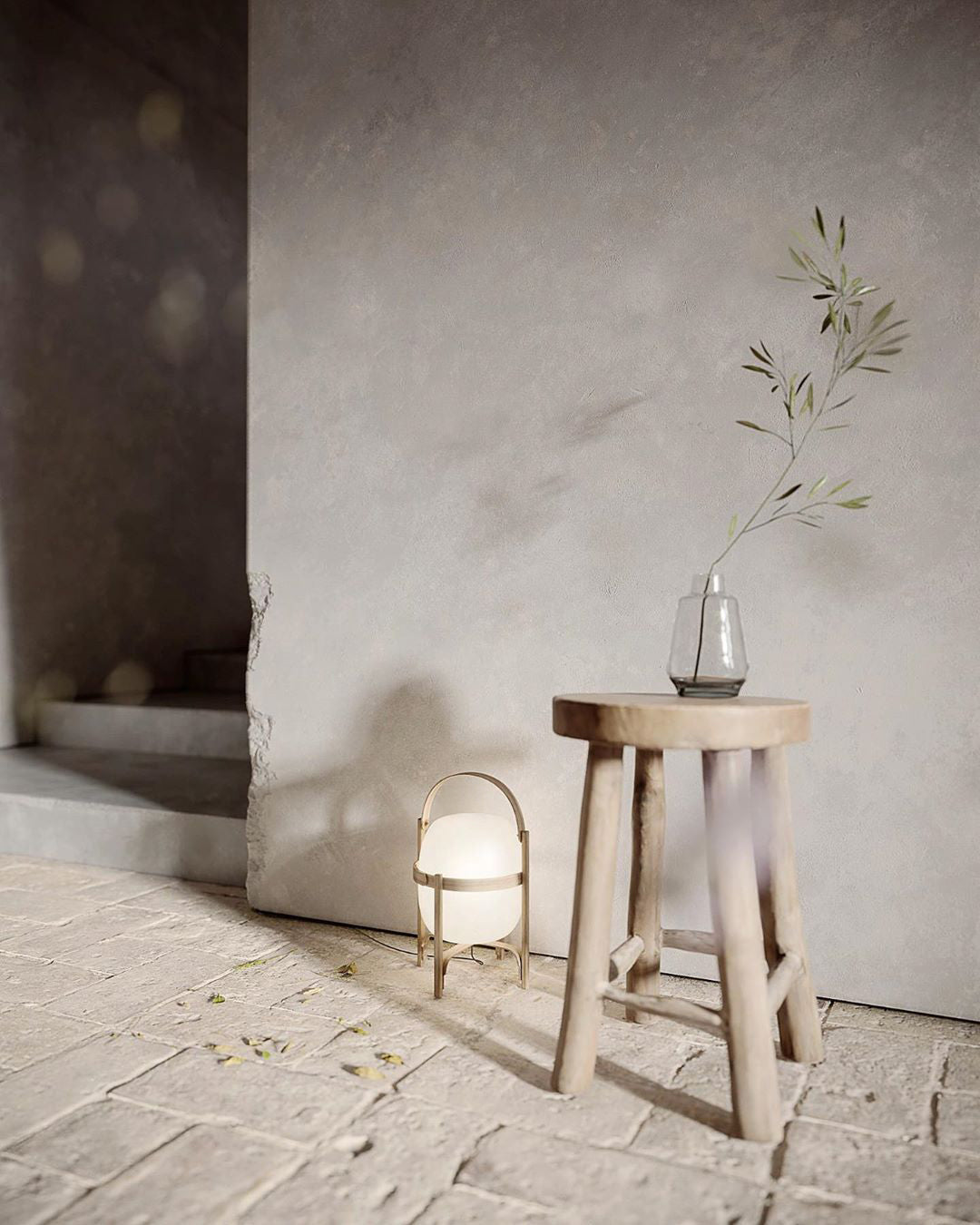 Modern Portable Lantern Glass Table Lamp White Shade LED Light