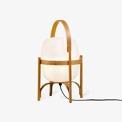 Modern Portable Lantern Glass Table Lamp White Shade LED Light