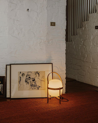 Modern Portable Lantern Glass Table Lamp White Shade LED Light