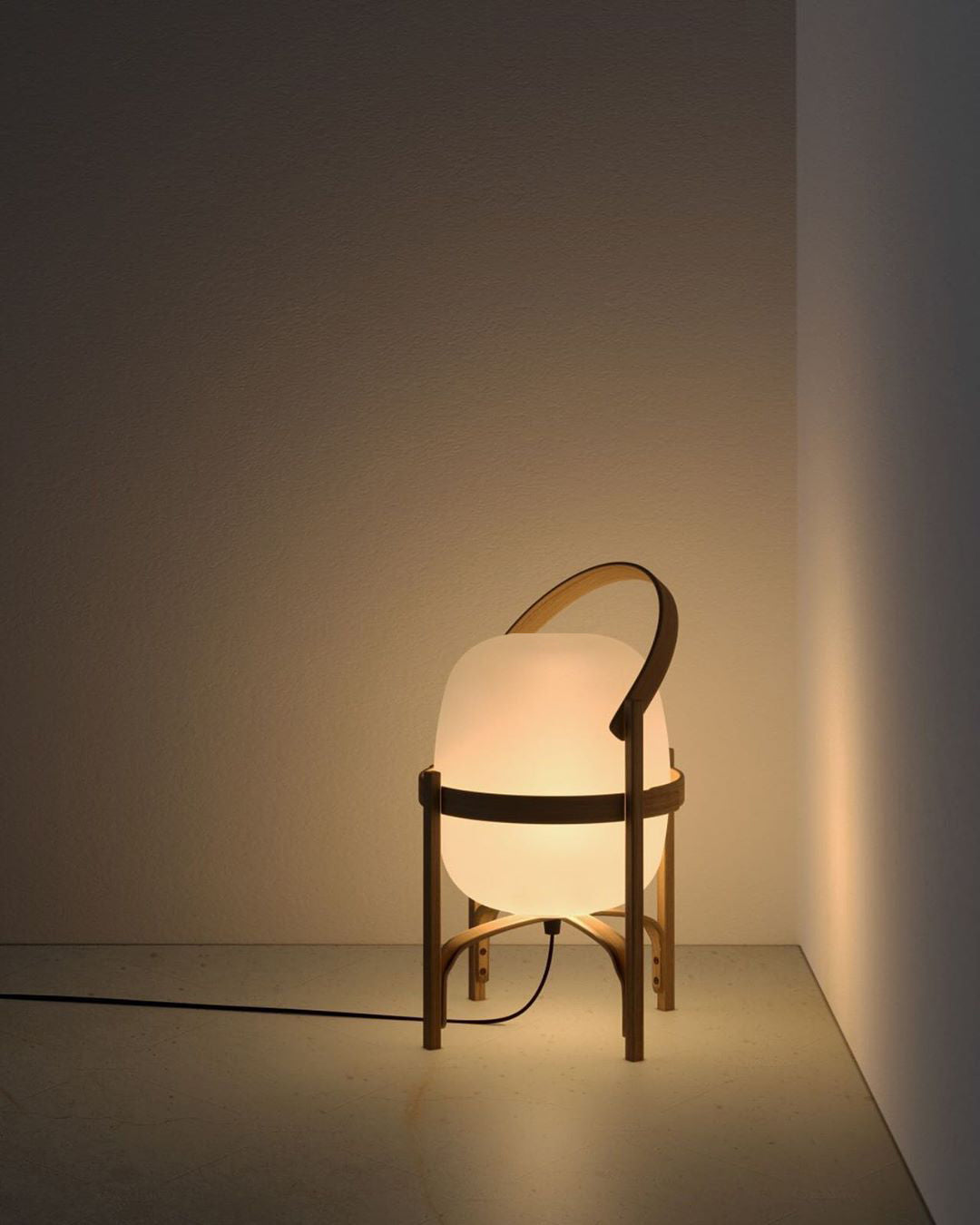 Modern Portable Lantern Glass Table Lamp White Shade LED Light