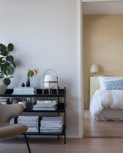 Modern Portable Lantern Glass Table Lamp White Shade LED Light