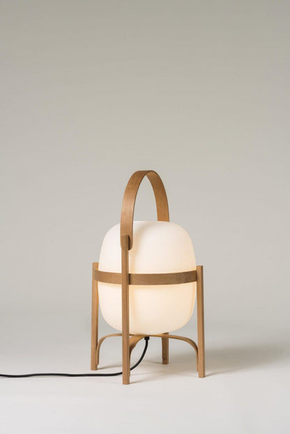 Modern Portable Lantern Glass Table Lamp White Shade LED Light