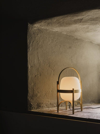 Modern Portable Lantern Glass Table Lamp White Shade LED Light