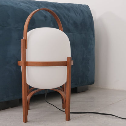 Modern Portable Lantern Glass Table Lamp White Shade LED Light