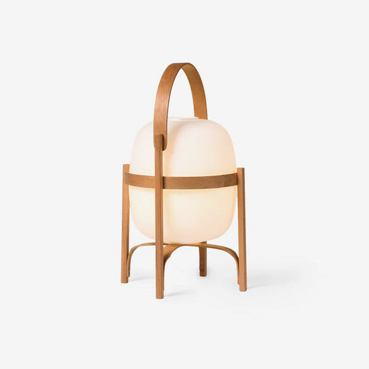 Modern Portable Lantern Glass Table Lamp White Shade LED Light