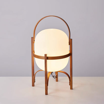 Modern Portable Lantern Glass Table Lamp White Shade LED Light