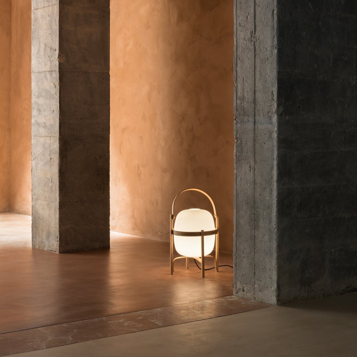 Modern Portable Lantern Glass Table Lamp White Shade LED Light