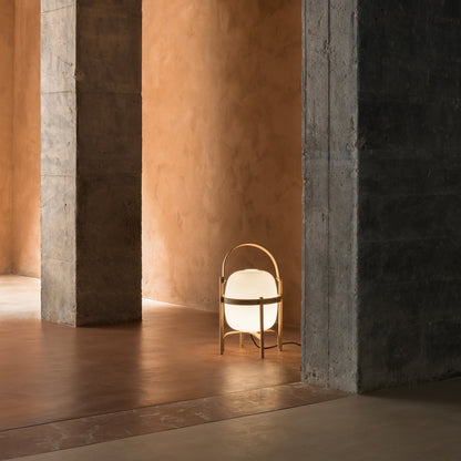 Modern Portable Lantern Glass Table Lamp White Shade LED Light